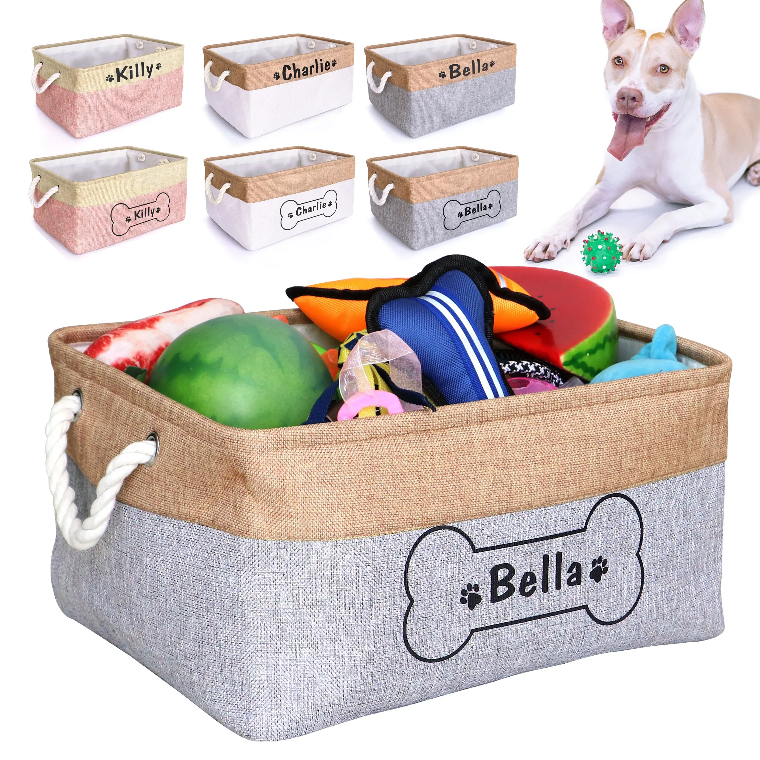 Zubehör, personalisierter Hundespielzeugkorb, kostenloser Druck, Haustier-Aufbewahrungsbox, faltbar, DIY, individuelles Namensspielzeug, Zubehör, Hundeleinentasche, Haustierprodukte