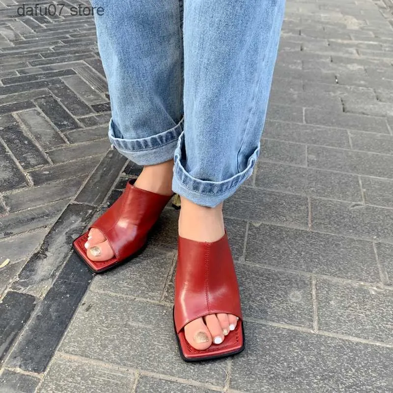 Scarpe eleganti Sandali estivi Pelle di vacchetta Tacchi alti sottili Punta aperta Pantofole sexy eleganti da donna Taglia 42H24229