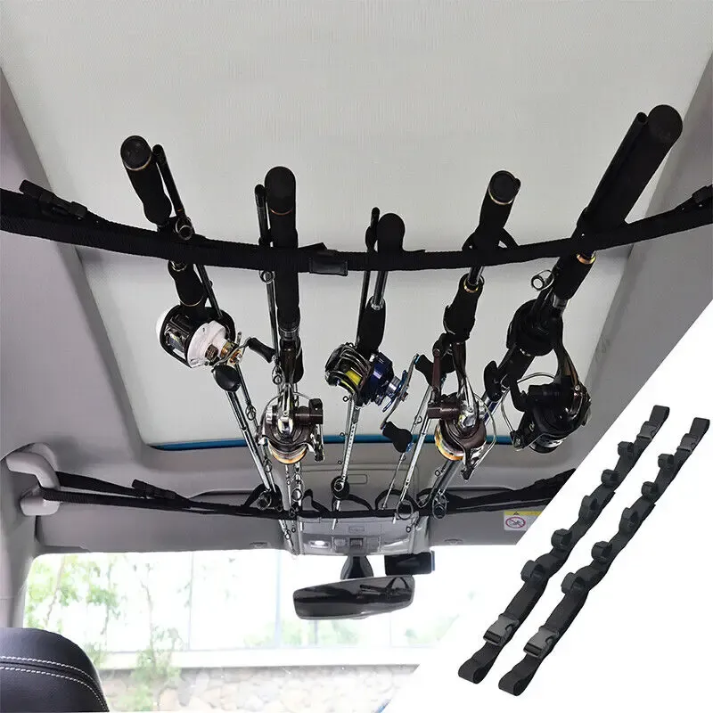 Tools 2Pc Fishing Vehicle Rod Carrier Rod Fishing Rod Holders For Car Car Fishing Truss Belt Strap With Tie Suspenders Wrap Pesca