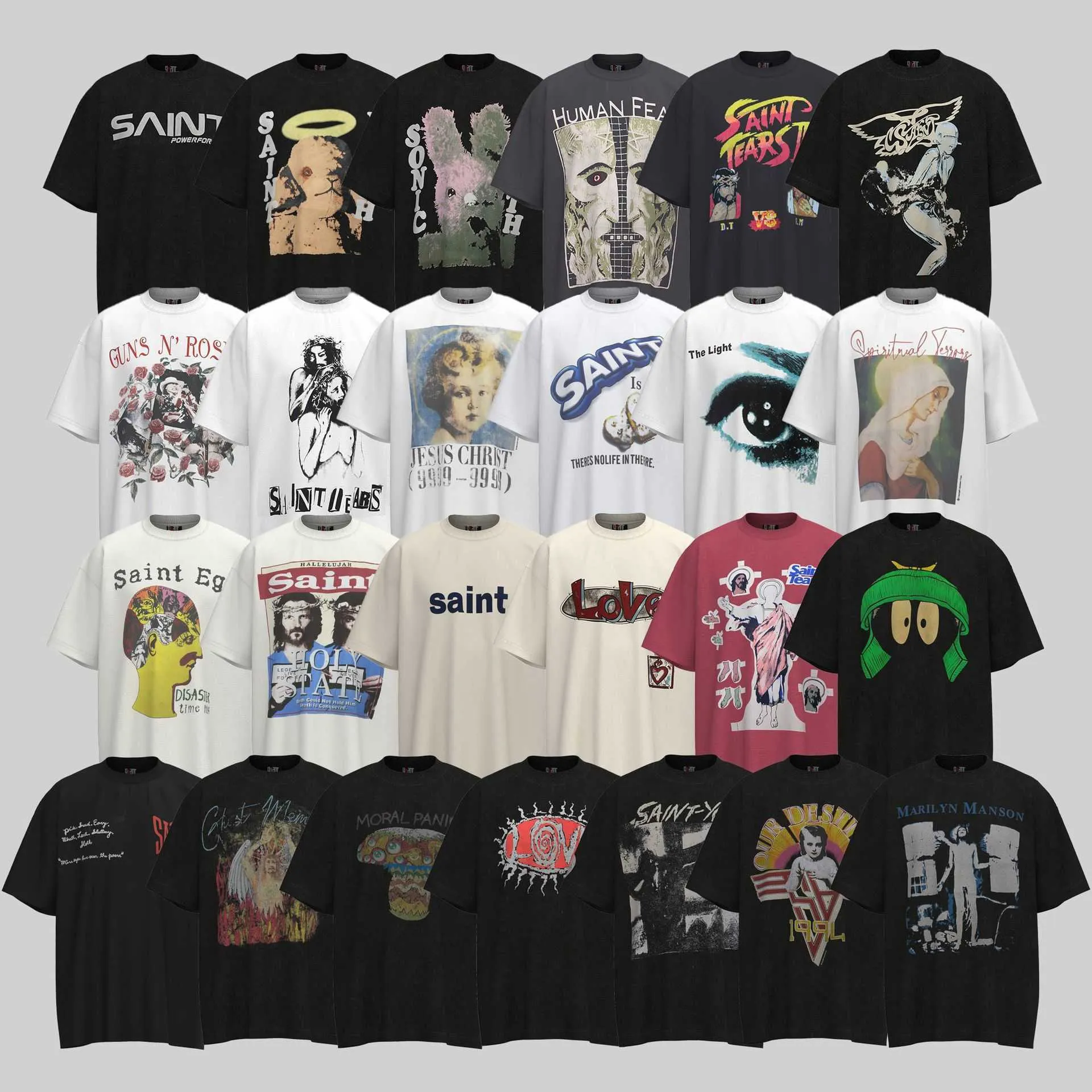 Wholesale SAINT MICHAEL Printed T Shirt: High Quality Wholesale SAINT MICHAEL Printed T Shirt: High Quality