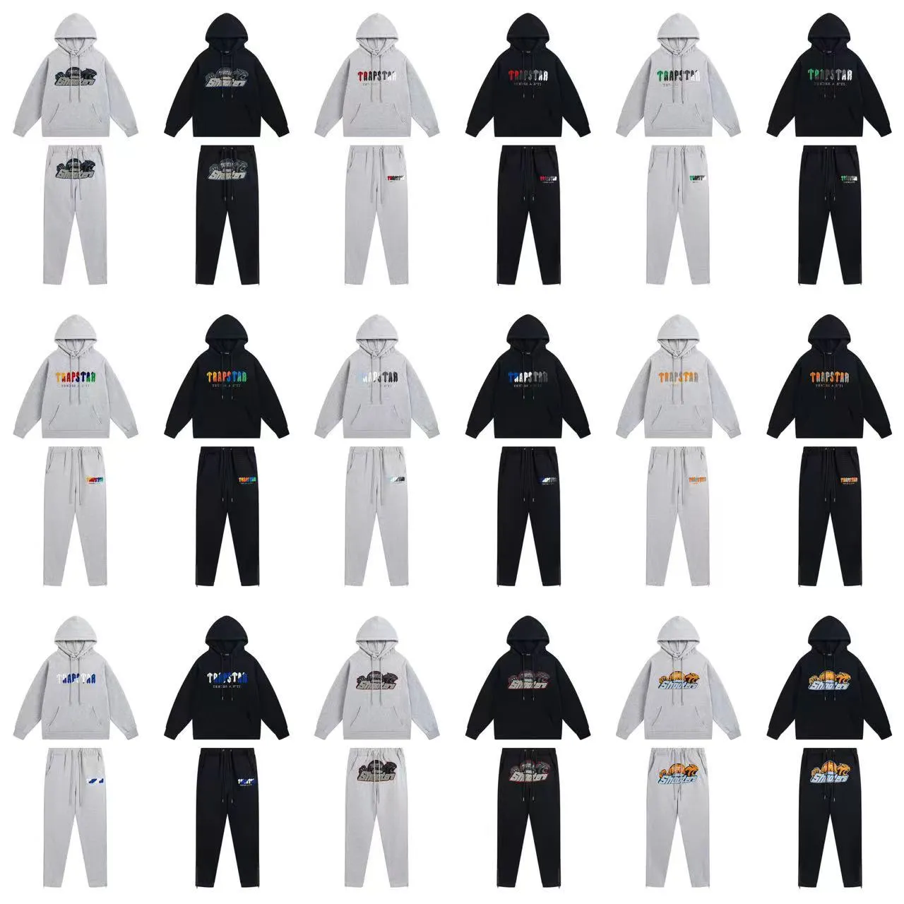 Trapstar Collection Handduk broderad för män och kvinnor par plus fleece sport lös hoodie pantdräkt trend