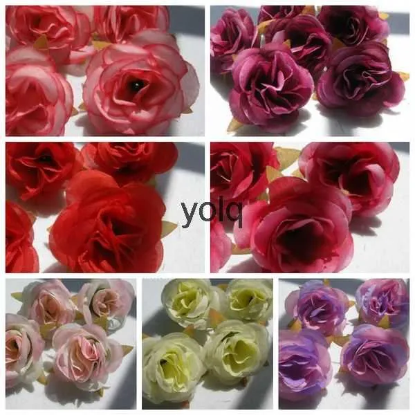 الزهور الزهور أكاليل أكاليل ساخنة! 100pcs مصطنعة 7 لون الورود الزهرة الزفاف تزيين 6cmh24229