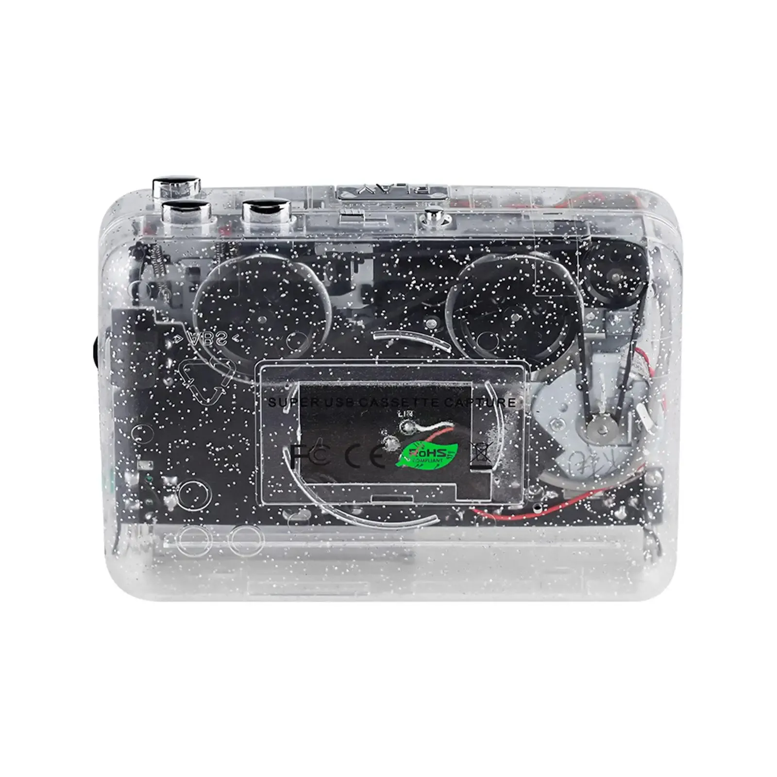 Player Transparent Cassette Player with Headphones Portable Tape Player Compact Recorder Audio Music Cassette to MP3 Digital Converter