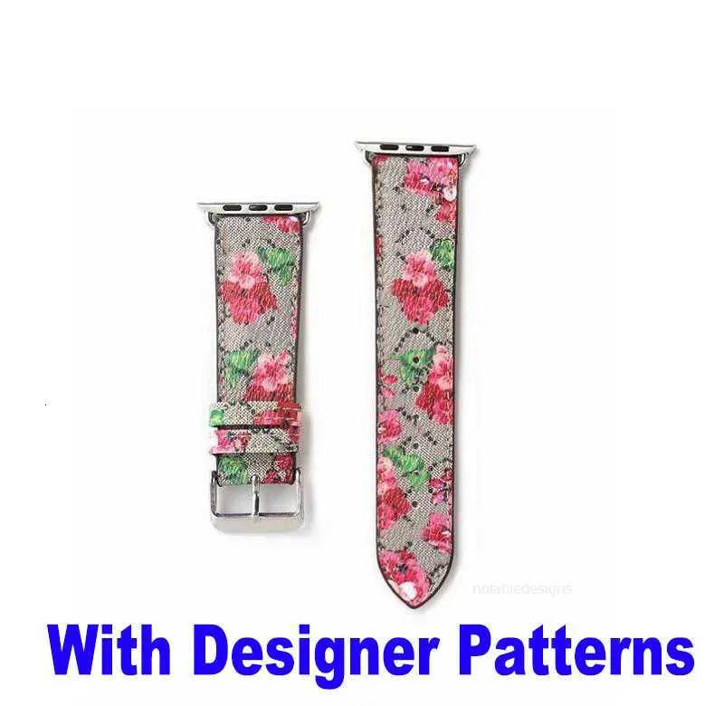 Designer fashion G Flower designer Straps for Apple Wach Band 42mm 38mm 40mm 44mm 45mm 41mm watchband Leather Bracelet Stripes iwatch 8 7 6 5 4 3 2 Luxury Bee Grey Snake wa