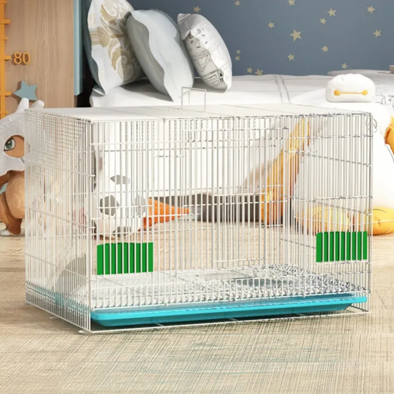 Kafesler Pet Bunny Dog Cage House Tavşanlı Tavşan Metal Kasaları için Güvenli Şeyler Doubled Foodwater Konteyner Kennel Katar