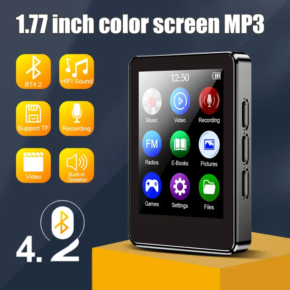 플레이어 2023 새로운 MP3 플레이어 Bluetooth 4.2 Full Screen Walkman 휴대용 스포츠 Hifi 음악 플레이어 MP4 비디오 플레이어 FM/eBook/Recorder MP3