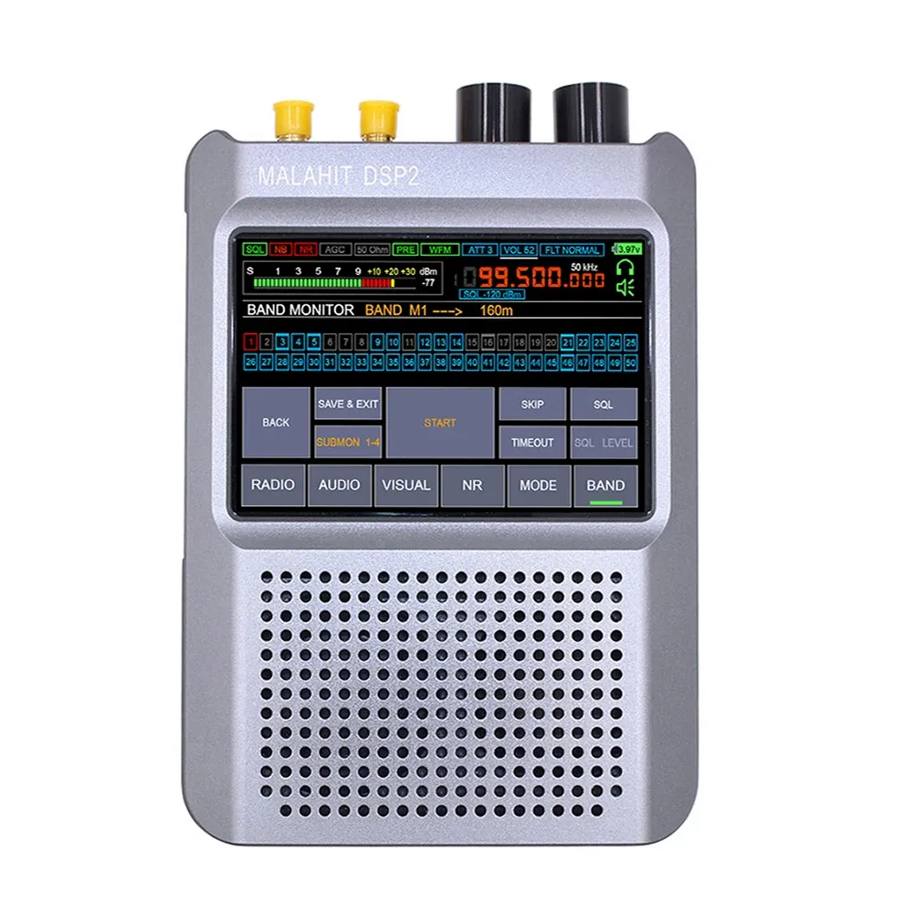 라디오 DSP2 SDR Malachite 라디오 수신기 10KHZ380MHz 404MHZ2GHZ AM FM 라디오 5000MAH 배터리 조절 가능한 필터 3.5 인치 터치 LCD