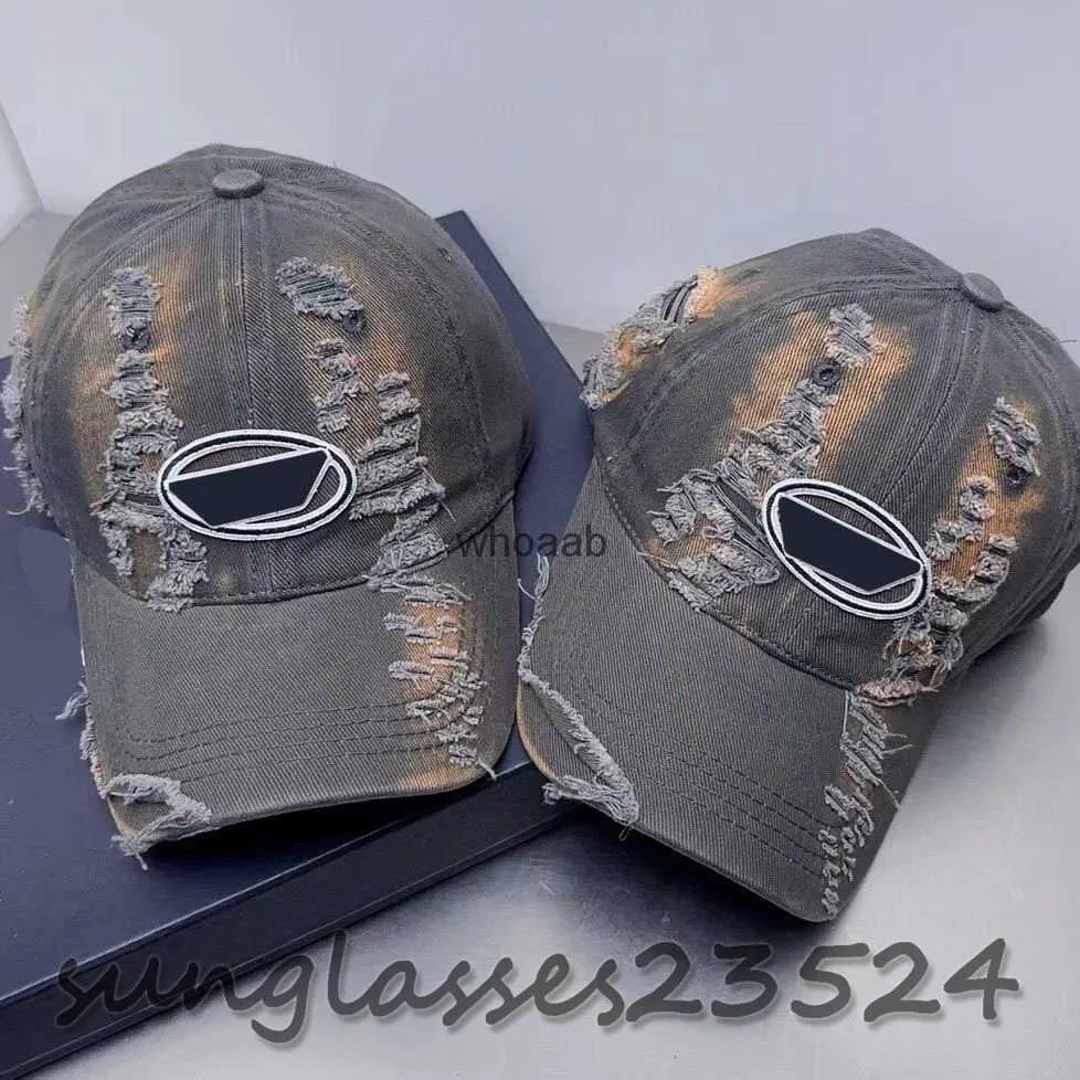 Cappelli a tesa larga Primavera ed estate Duck Tongue nuovi usurati vecchi uomini e marea marca lettera bastone panno bordo grezzo coppie baseball Grigio 240229