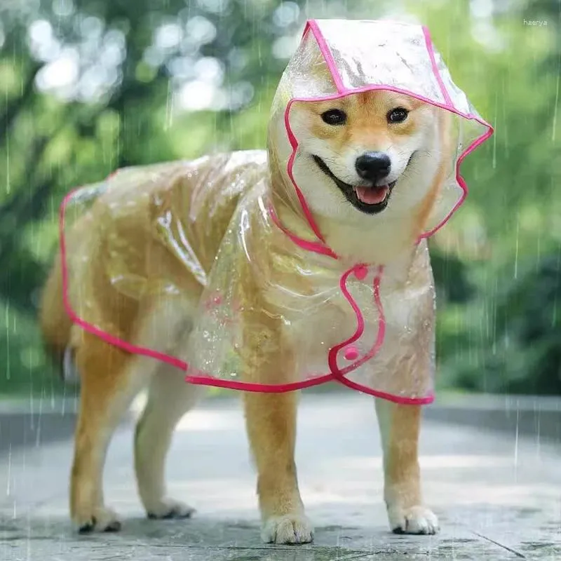 Dog Apparel Transparent Raincoat Rainwear Waterproof Puppy Rain Jacket Pet Hooded Clothes For Samll Medium Dogs Soft PVC Poncho