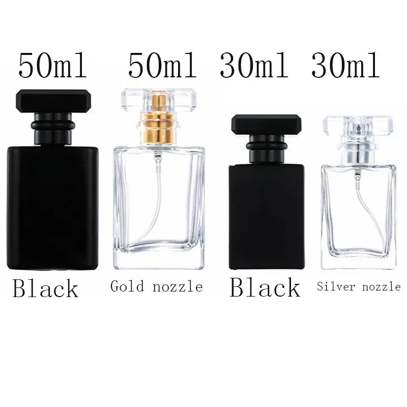 Bottle 5PCS 30ml/50ml/100ml Portable Perfume Bottle Bottling Travel Highend Pressed Spray Bottle Black/Transparent Glass Empty Bottle