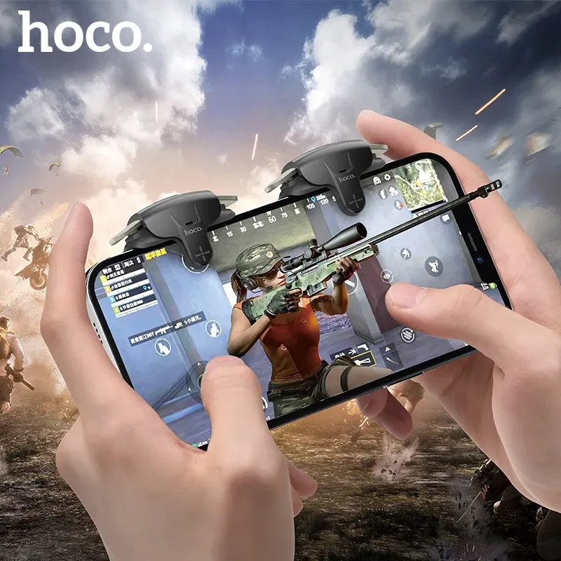 Геймпады HOCO Геймпад Джойстик для мобильного контроллера PUBG Автоматическая высокочастотная кнопка запуска джойстика, L1 R1 Shooter для Android iOS