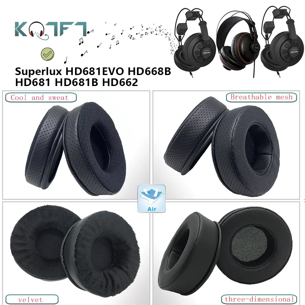 Accessories KQTFT Velvet Replacement EarPads for Superlux HD681EVO HD668B HD681 HD681B HD662 Headphones Parts Earmuff Cover Cushion Cups