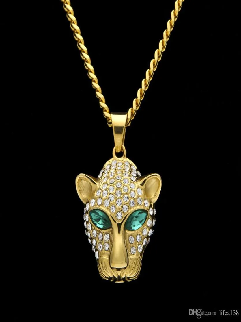 Hommes HipHop glacé Bling léopard 5CM pendentif colliers CZ trois A Zircon forme animale hommes Hip Hop bijoux 8573399