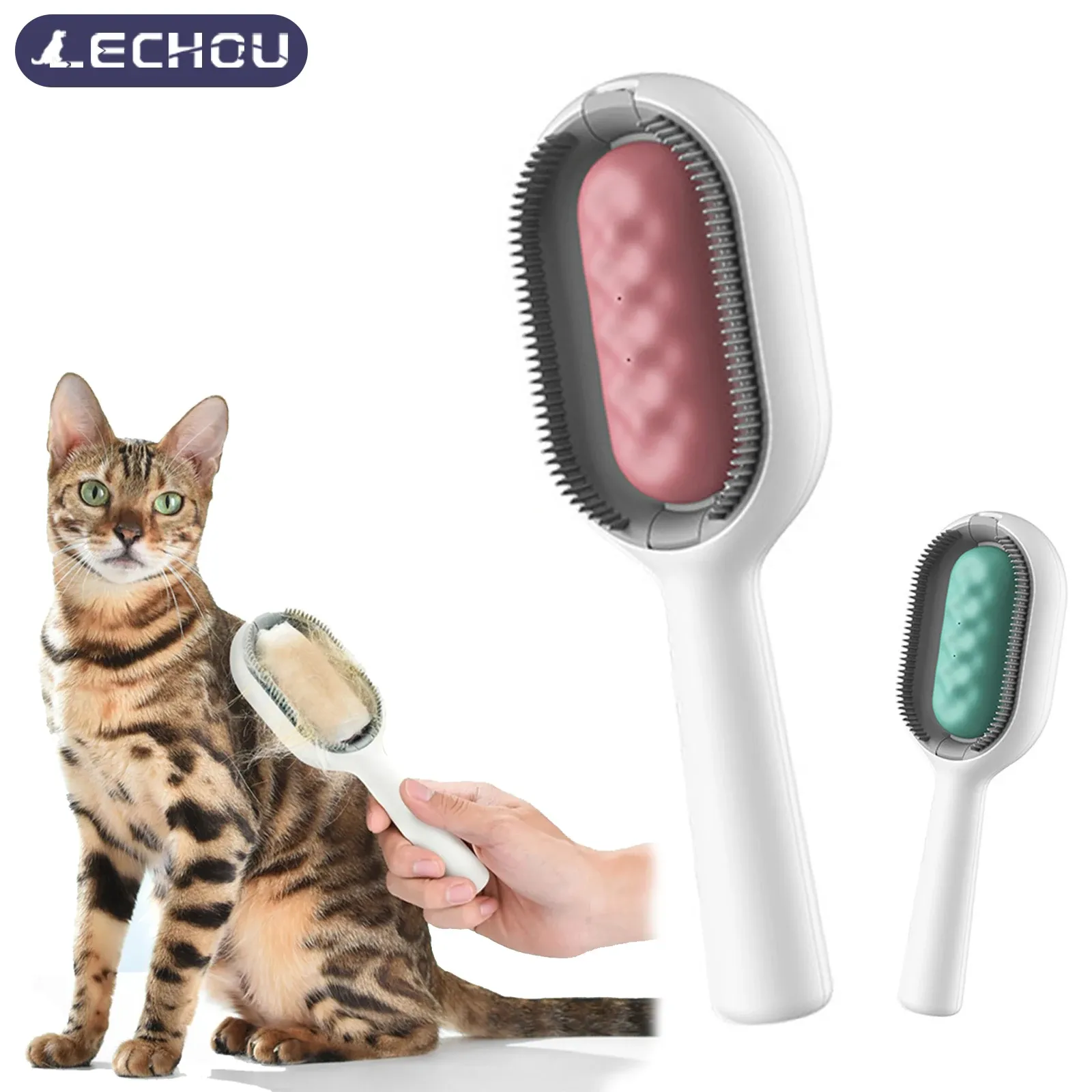 Toilettage pour chats Nettoyage Repoisement des cheveux pour chats Pour enlever les cheveux flottants de la fourrure collante pour animaux de compagnie brosse de toilettage pour chat jumelé avec des lingettes