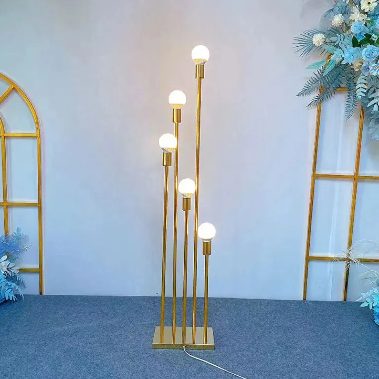New LED Metal Gold Walkway Light Candelabra Candle Holder Light For Table Centerpieces