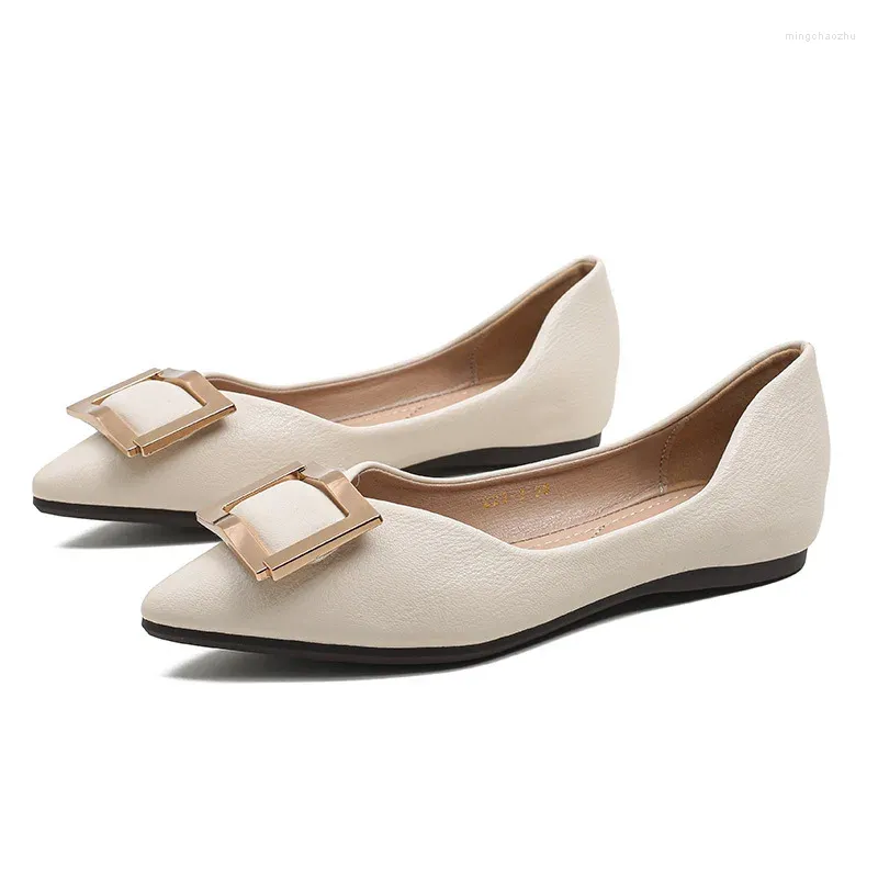 Casual Shoes Temperament Flat Women Summer French 2024 Soft Leather Fashion Slip-on Large Size Women's 41-43