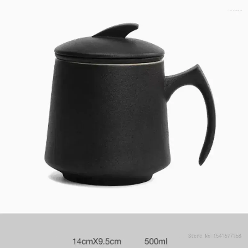 Mugs Supplies Portable Separation Tea White Cup Filter Gift With Creative Home Black Lid Water Mug 1pc Ceramic Office Room