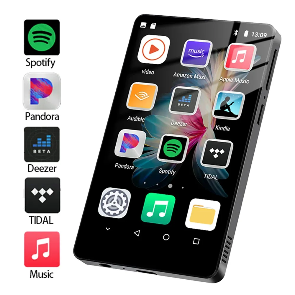 Leitor de MP3 com Bluetooth e WiFi 4 polegadas Full Touch Screen Mp4 Player com alto-falantes Android Digital HiFi Sound Music Player