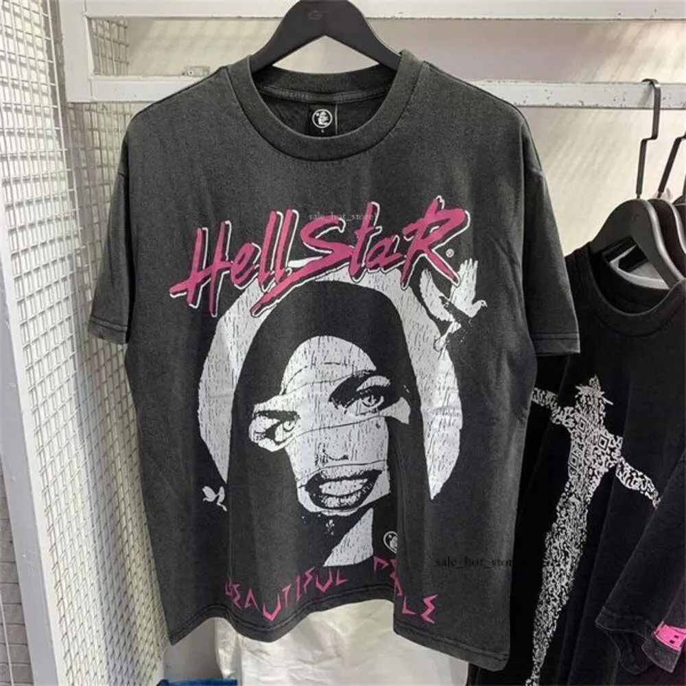 Herr t-shirts 2024 hylsa tee män kvinnor högkvalitativa streetwear hip hop mode t shirt helvete stjärna hellstar kort 761