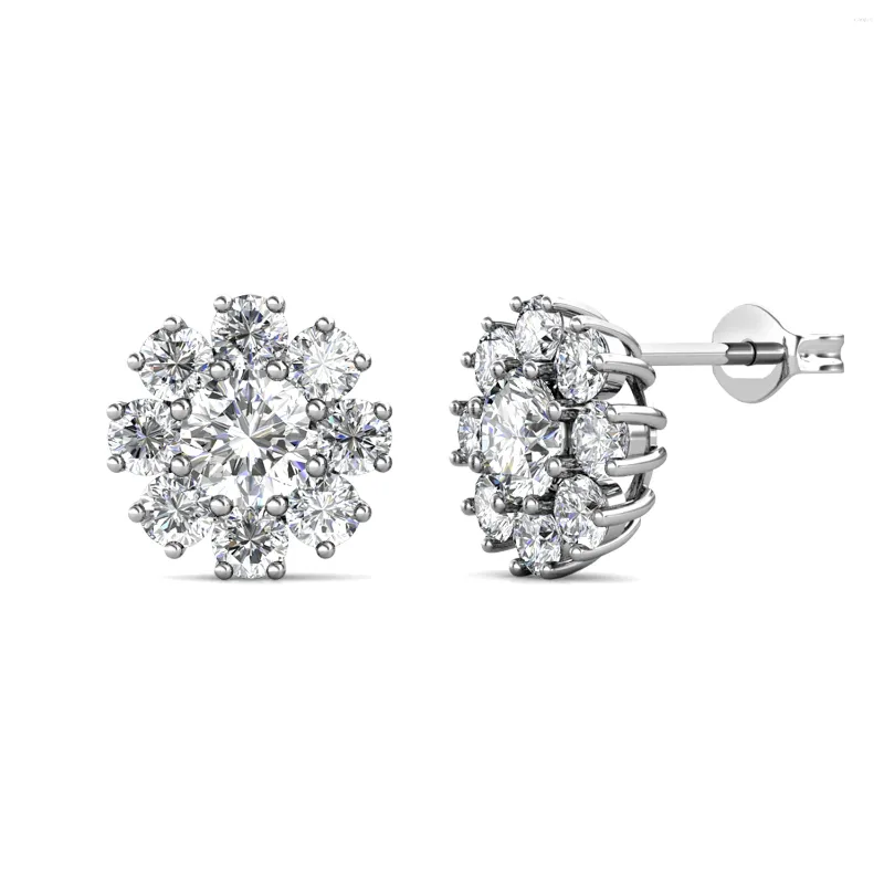 Daisini – boucles d'oreilles en argent Sterling 925, blanc parfait VVS1, diamant Moissanite de 4mm, fleur, cadeau d'anniversaire pour mère et femme