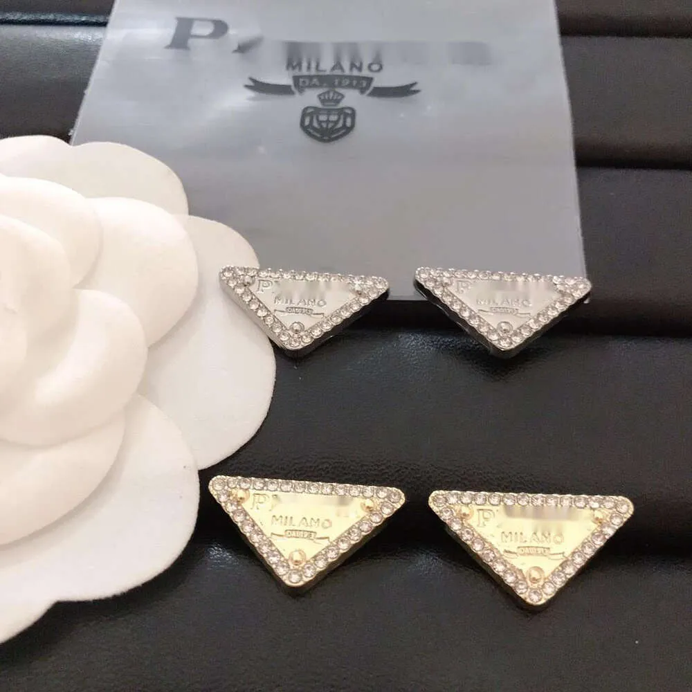 Pra Triangle Earrings Designer Women Original Quality Charm Diamond Earrings Fashionable Texture Earrings Light Luxury Stars
