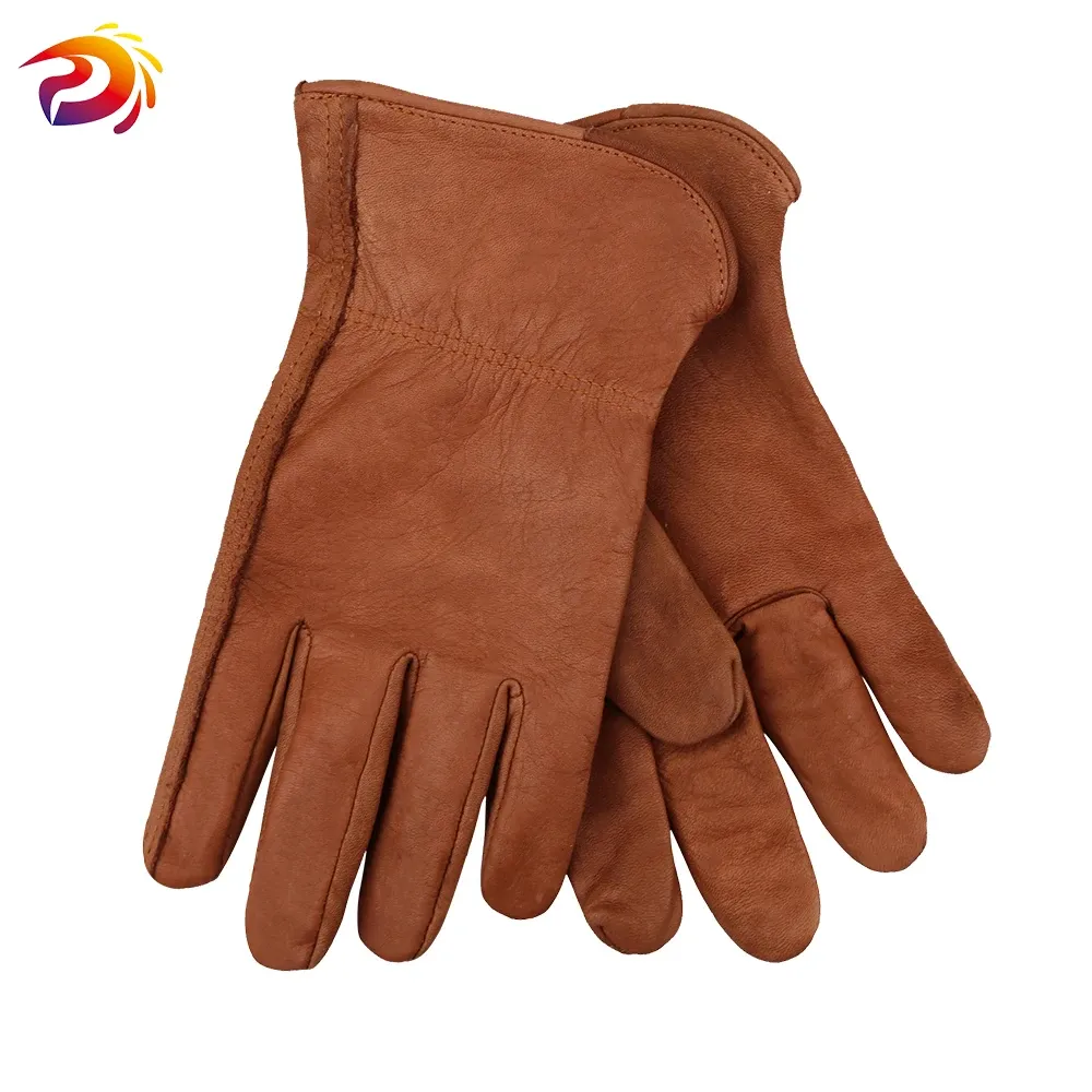 Gloves Motorcycle Gloves Brown Cowhide Leather Work Gloves, Driving / Gardening / Cycling / Fruit Picking Safety Gloves