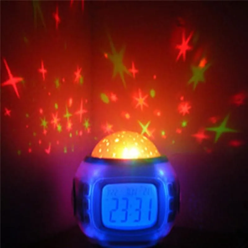 Music Starry Star Sky Digital Led Projection Projector Alarm Clock Calendar Thermometer horloge reloj despertador