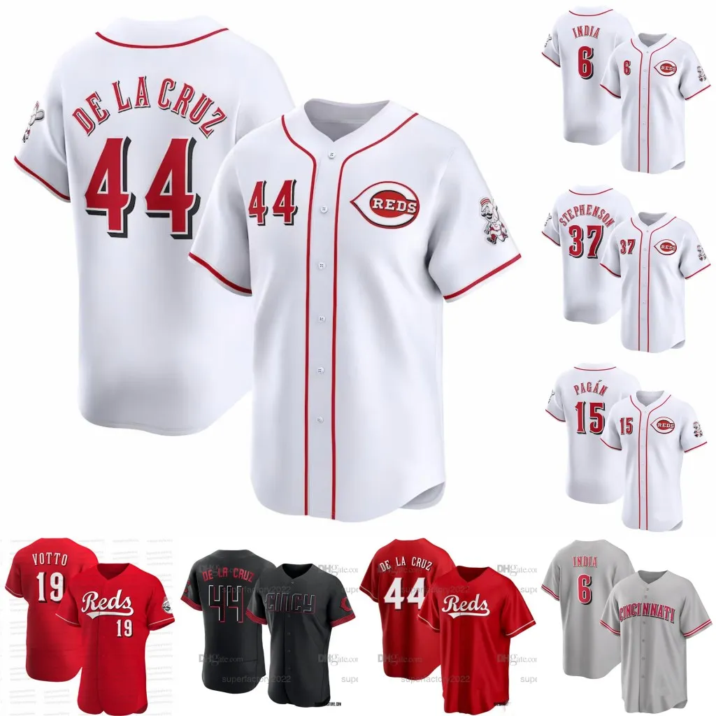 44 De la Cruz Reds Basebll Jersey Jonathan India Joey Votto Hunter Greene Tyler Stephenson Spencer Steer Stuart Fairchild Ethan Odonnell Quincy McAfee Spencer Steer