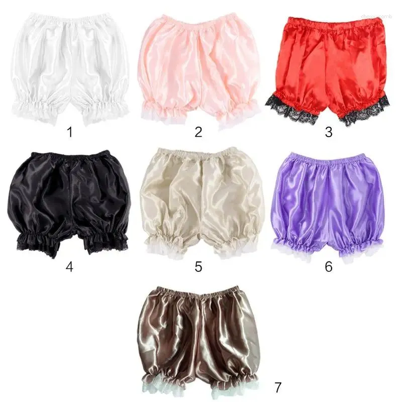 Kvinnors trosor Kvinnor Imitation Silk Bloomers spetsar viktorianska pumpa shorts