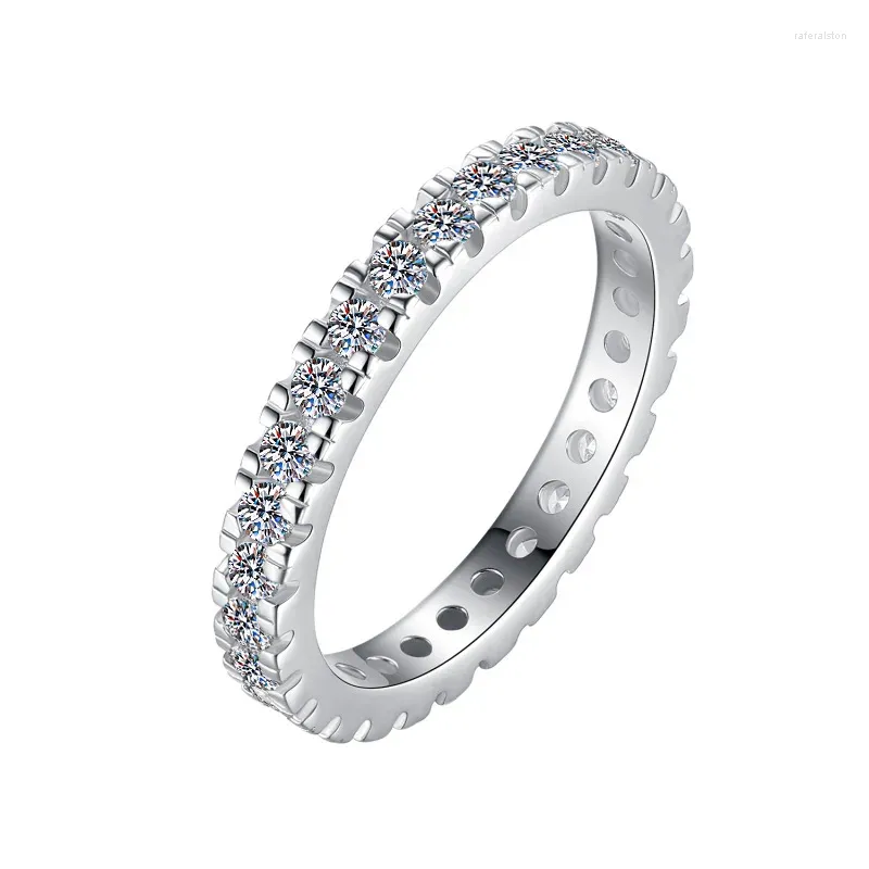 Bagues de cluster TKJ 925 Sterling Silver Round Cut Moissanite Bague de fiançailles Femme Mariage Anniversaire Bijoux Cadeau de Saint Valentin