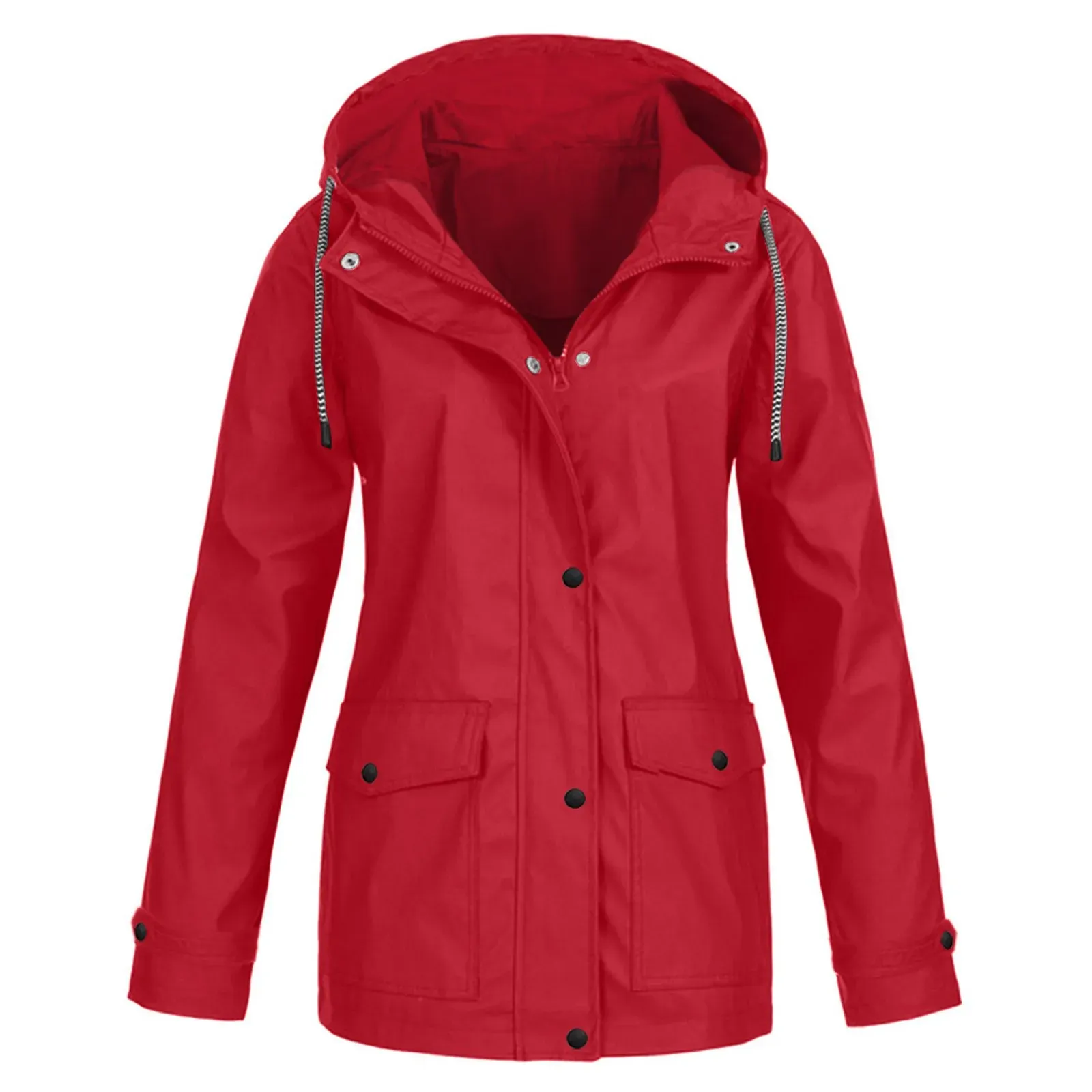Jackets Women Solid Rain Jacket Outdoor Plus Size Waterproof Hooded Raincoat Windproof New Warm Jacket Windproof Outdoor