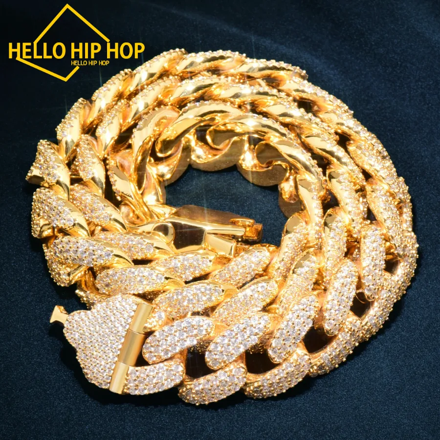18 mm sprężyna klamra męską męską cyrkon Naszyjnik Hiphop Złoty kolor Gruby link miedziany urok mody rock biżuteria