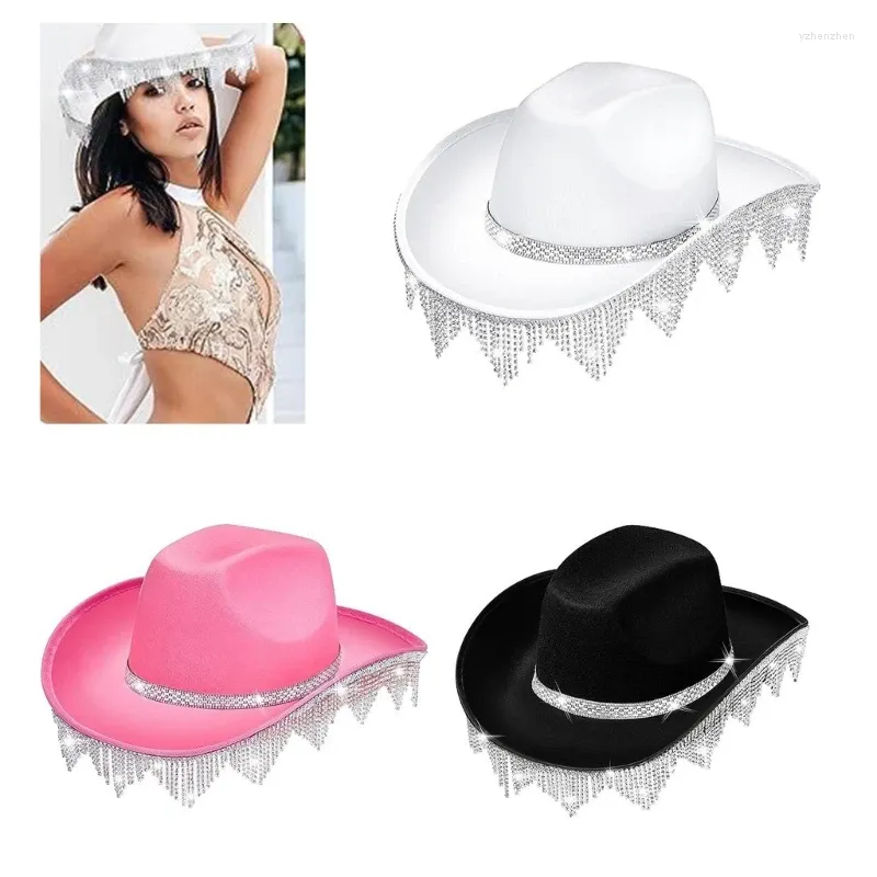 Bérets Cosplay Cowboy chapeau pour femme WesternStyle haut foulard écharpe coeur lunettes de soleil Bachelorette fête accessoire de Costume