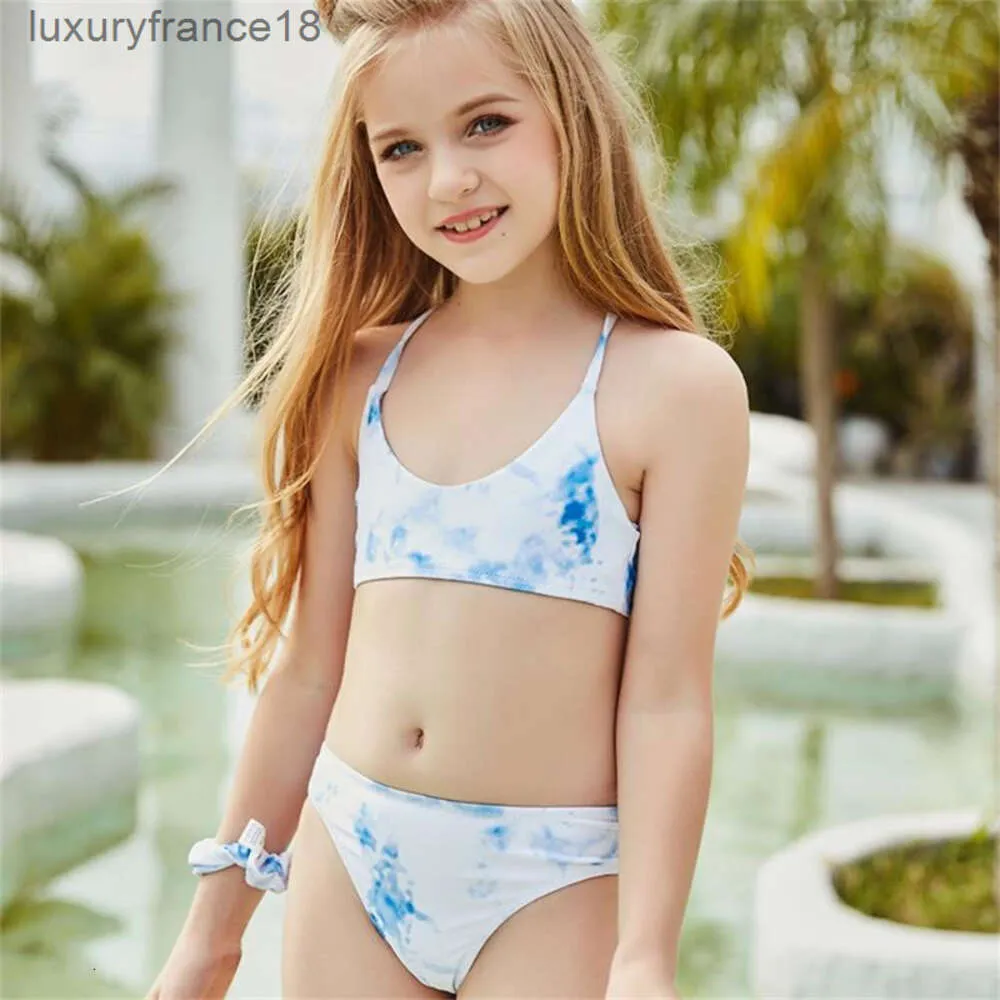 Kvinnors badkläder Seashy Ankomst 2023 2-14 år Småbarn Bikinis Set Tie Dye Two Piece Swimsuit Beach Bathing Suit Teenagers Viquinis''gg''8x2x