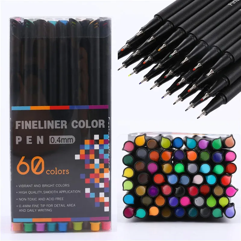 Farbiges Fineliner-Stift-Set, Journal-Markerstift, 0,4 mm Mikron, Fineliner, Zeichnung, Skizzenmarker, Tiralineas Kunstmarker, Brashpen