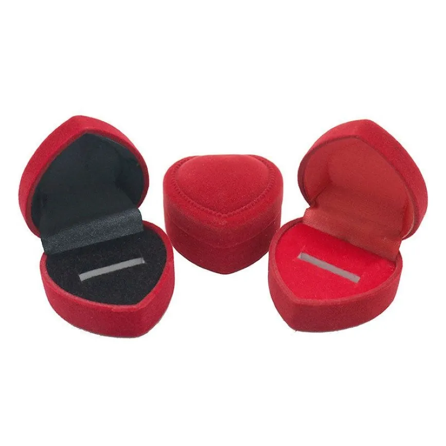 4 8cm 4 8cm Jewery Organizer Red Velvet Ring Box Storage Cute Boxes Small Gift Box For Rings Earrings Pendent Necklace Whole P244a