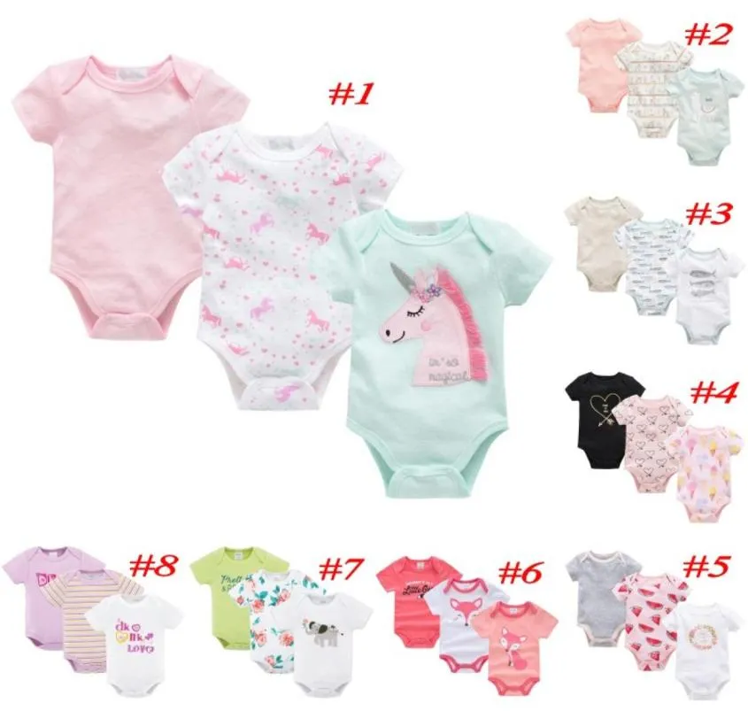 Nouveau-né bébé licorne alpaga et pastèque motif coton barboteuse à manches courtes filles garçons combinaison été infantile body tenue BY9859464