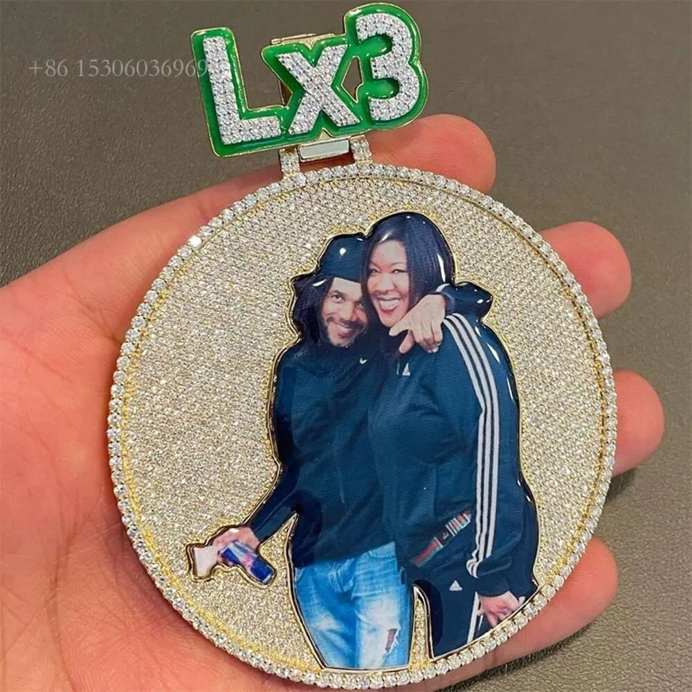 Gioielli Hip Hop di alta qualità D Colore VVS Moissanite Foto Iced Out Ciondolo con immagine personalizzata da uomo