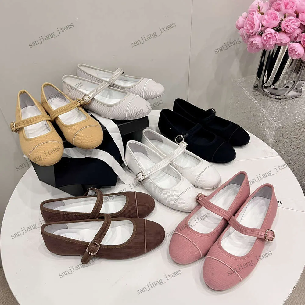 2024 Designer womens mary jane shoes sandals Paris camellia buckle ballet flats real leather Interlocking EMbroidery Ankle Strap Ballerina summer spring mules