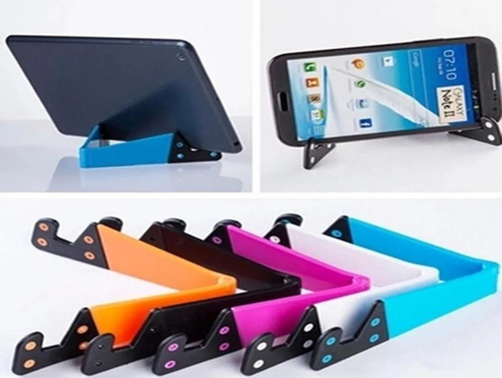 Universal Foldable Mobile Cell Phone Stand Holder for Smartphone and Tablets Dual support V Shaped Folding Bracket for phones Tabl6018782