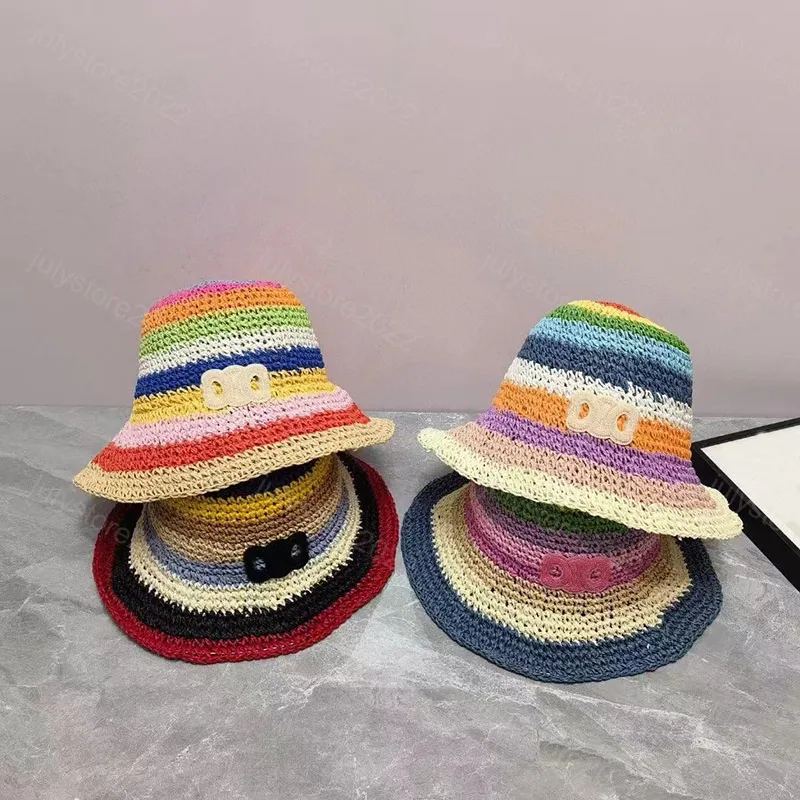 Emmerhoed In Raffia Ontwerper Platte Strohoeden Veelkleurige Patch Zomer Pet Caps Voor Vrouwen Strand Gebreide Muts Dames Baseball Cap Pak Tas Heren Accessoires 57cm