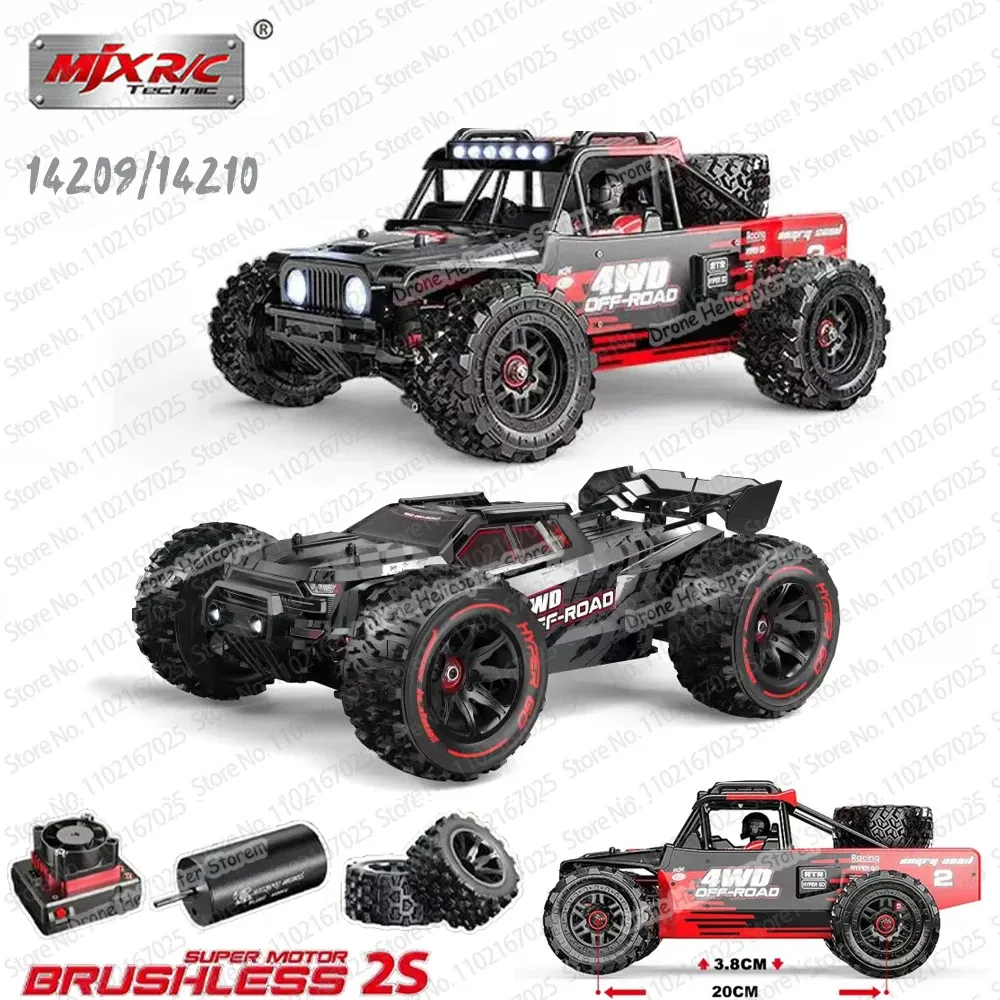 Auto's Nieuwe MJX Hypergo 14210 14209 RC Auto Racing Pickup Borstelloze Afstandsbediening Auto 1/14 OffRoad Drifting HighSpeed Truck speelgoed Model