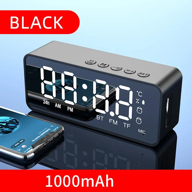 Högtalare G50 Wireless Bluetooth -högtalare med FM Radio Mini Portable Card Mirror Alarm Clock Sound Dual Alarm Clock Inställningar för alla telefoner