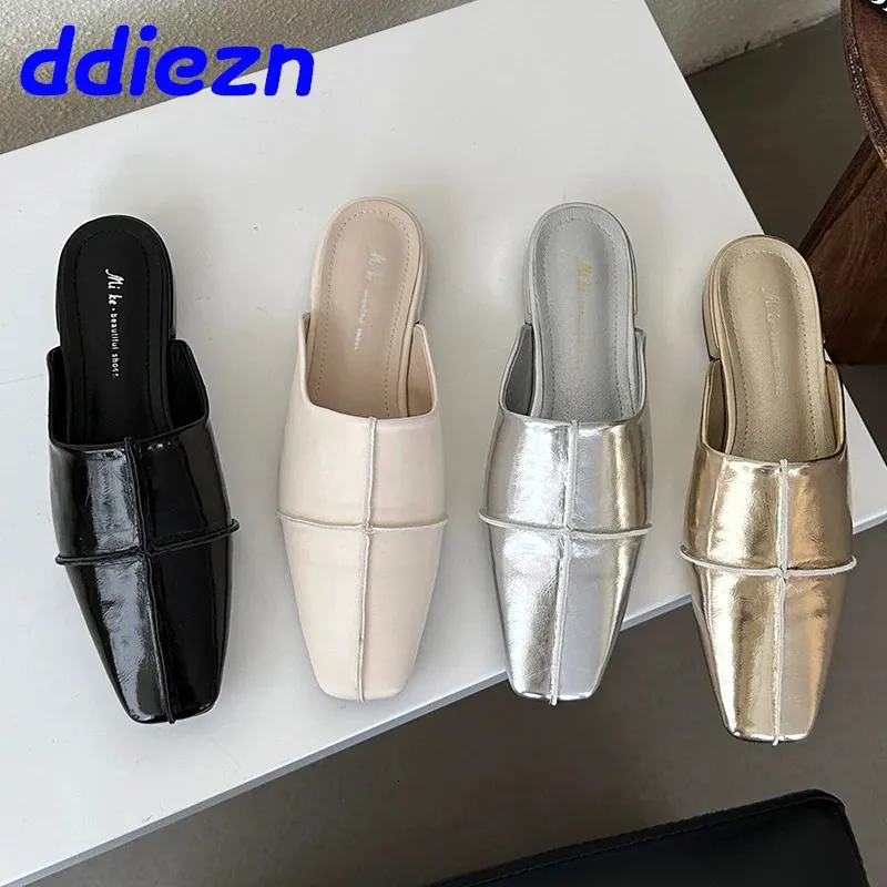 Strand vrouwelijke muildieren 209 schoenen mode dames flats met schoenen sandalen slippers glijbanen geplakt voor vrouwen zomer 240223