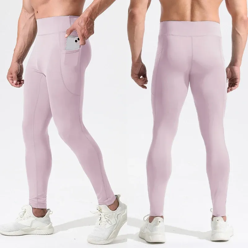 Roupas masculinas calças de compressão cintura alta correndo ginásio leggings secagem rápida fitness esporte collants treinamento calças de basquete masculino