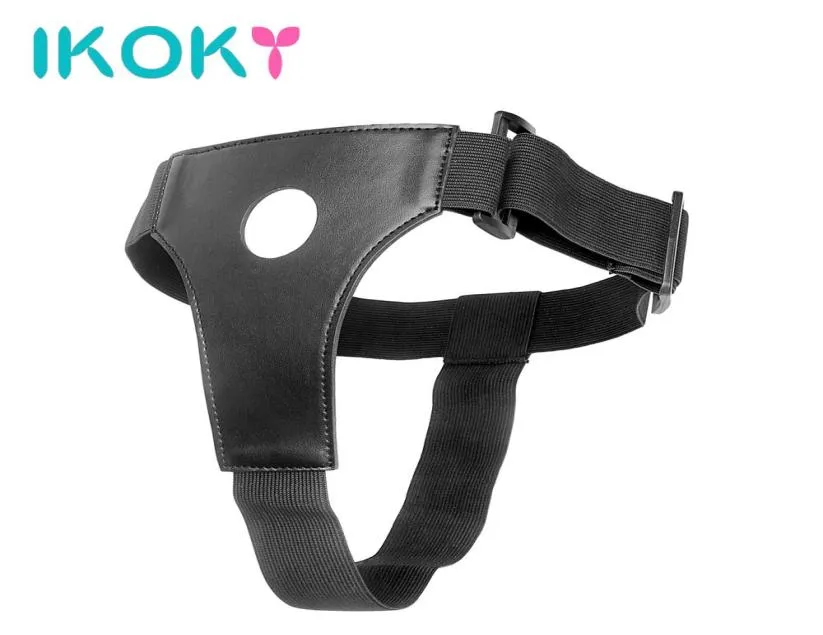 Ikoky cinta wearable em calças vibradores cinta pênis calcinha de couro preto brinquedos sexuais para lésbicas gay adulto jogo q1707186983144