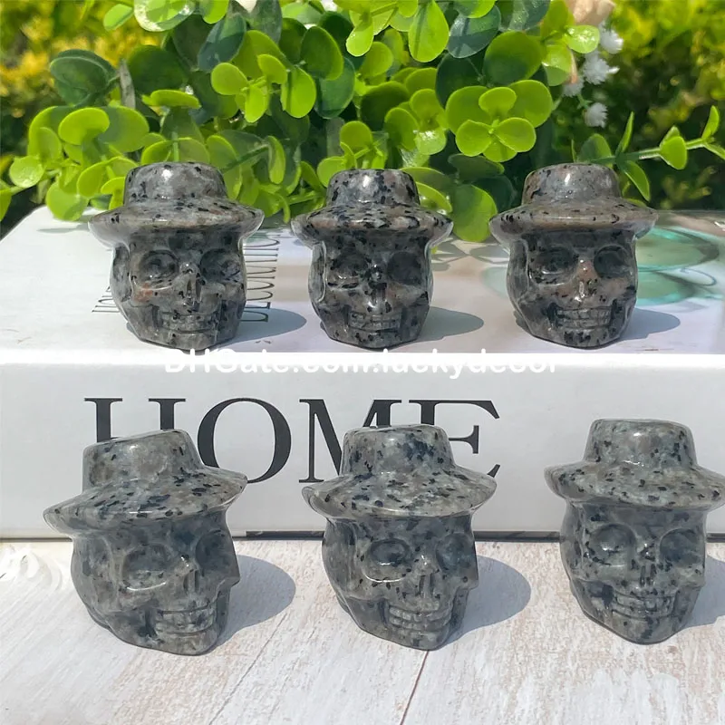 3,5 cm Mini Natural Michigan Yooperlite Sombrero Calavera Regalo de energía de Halloween Cabeza humana reactiva UV única Tallado Piedra de llama Cristal de cuarzo Espécimen mineral Decoración del hogar