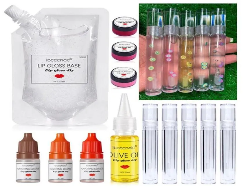 Kit de bricolaje de brillo de labios transparente, juego de fabricación de aceite de labios hidratante con pigmento aromático, contenedor de tubo de decoración de fruta Vegan241J9393124