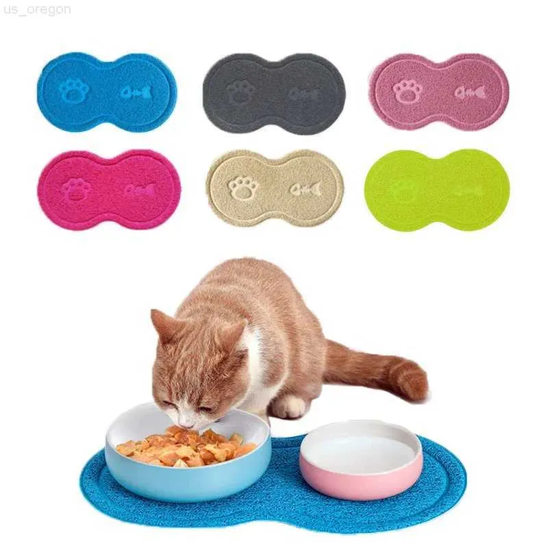 Kattbäddar möbler molnform husdjur katt hund matning mat pad fast tass fiskben mönster skål antislip placemat lätt tvätt husdjur tillbehör