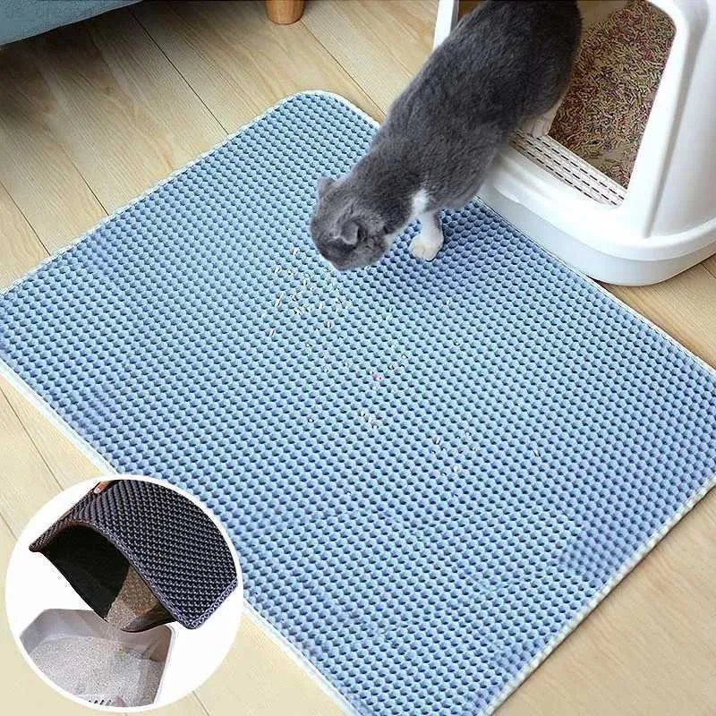 Cat Beds Furniture Cat Litter Pad Waterproof Non slip Foldable Double layer Filter Prevent Cat Litter From Being Washed Out Cat Toilet Mat Supplies